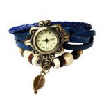Beautiful Bohemian Style Retro Handmade Leather Tree Leaf Women's Watches Blue - Image 3
