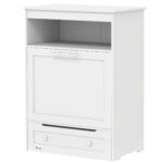 Pet Feeder Station Storage Cabinet, Dog Food Storage Container with Dog Raised Bowls, Watering Supplies, White - Image 7