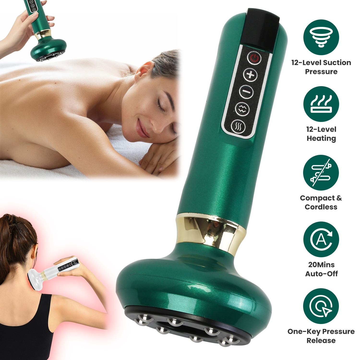 f9e364c5-bbed-4ddb-885b-2e4a35257df1.jpg 1Pc Anti Cellulite Massager Handheld Vacuum Suction Cupping Kit Beauty Tool With 12 Suction Mode 12 Heating 20Mins Auto-Off One-Key Pressure Release For Abdomen Thighs Buttocks Neck - Image 1